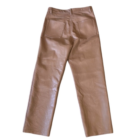 Aritzia Wilfred “The Melina” Camel Vegan Leather High Waist Cropped Pants - 6 - Picture 8 of 16